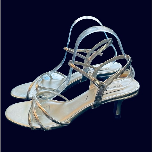 Private Collection by Dyeables FlamingoSilver Strappy Formal Sandals Size 10B - Picture 2 of 16